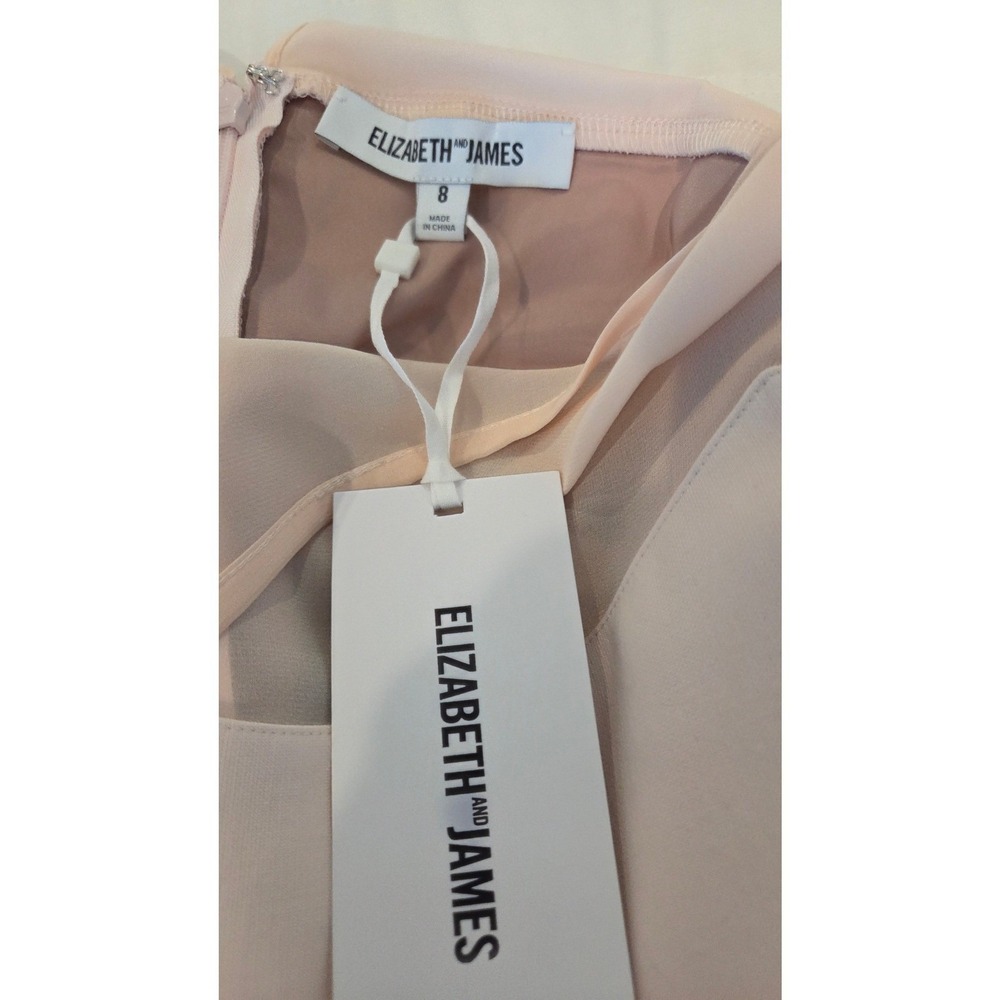 NWT Elizabeth and James Mesh Cutout Fit & Flare Dress Short Sleeve Pink Pastel 8 - Picture 2 of 10